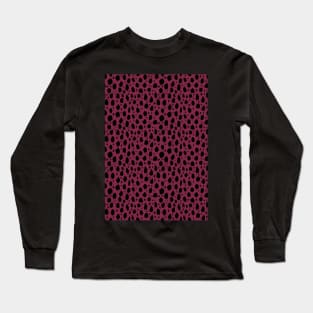 Red and Black Spot Dalmatian Pattern Long Sleeve T-Shirt